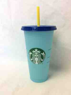 Single Starbucks Reusable COLOR CHANGING 1 Cold Cup 24oz Blue Sky Cobalt Tumbler - Sold on eBay Nov, 7th 2019 for $29.99