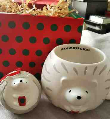 New Hedgehog Starbucks Coffee Mug Ornament Set Japan Limited Christmas holiday - Sold on eBay Nov, 7th 2019 for $65.00