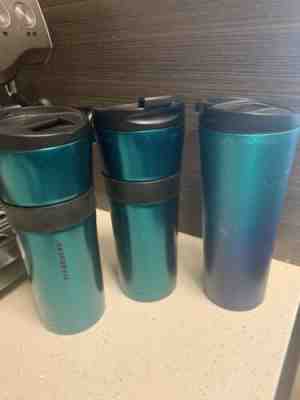 3 Starbucks Used Tumbler insulated Silver Studded Stainless Steel Tumbler 16 oz - Sold on eBay Nov, 7th 2019 for $30.00