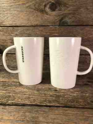 Lot 2 Starbucks gold 2012 Mug Tall White Ceramic Coffee Cup  12 Oz - Very Good - Sold on eBay Nov, 7th 2019 for $24.77