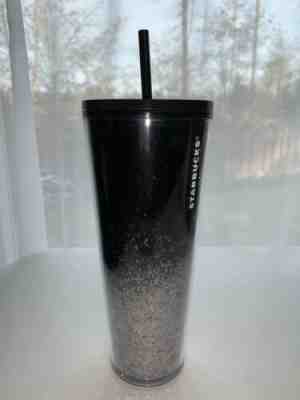 NEW 2019 Starbucks Holiday 24oz Tumbler Black To Silver Glitter Ombré - Sold on eBay Nov, 7th 2019 for $24.00