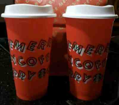 New Starbucks 11-7-2019 FALL LIMITED EDITION REUSABLE RED HOLIDAY CUPS 2 GRANDE - Sold on eBay Nov, 7th 2019 for $25.00