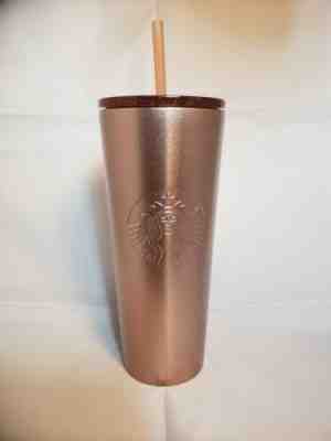 Starbucks Sparkling Rose Gold Holiday Metal Cup Stainless Steel 24 OZ Tumbler - Sold on eBay Nov, 7th 2019 for $64.99