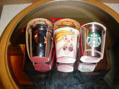 LOT OF 3 NEW STARBUCKS CHRISTMAS ORNAMENTS MERMAID, GLITTER, HOT TO-GO CUP  - Sold on eBay Nov, 7th 2019 for $21.99