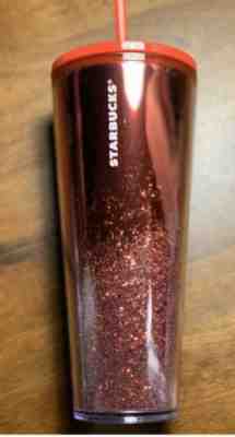 STARBUCKS 2019 Holiday Limited Edition Red Cascading Glitter Tumbler 24 oz Venti - Sold on eBay Nov, 7th 2019 for $35.00