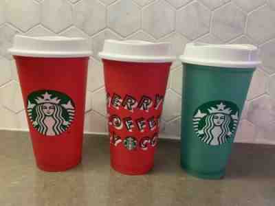 Starbucks Cup Holiday Christmas 2019 Red Reusable Plastic Merry Coffee LOT OF 3 - Sold on eBay Nov, 7th 2019 for $22.00