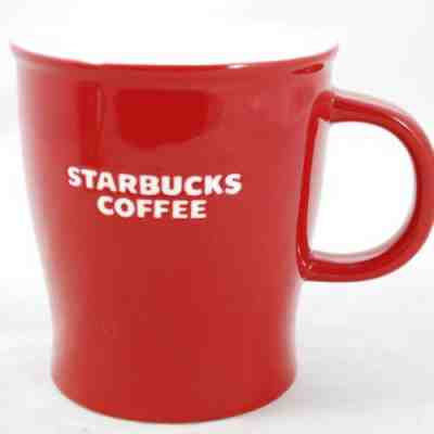 2008 Starbucks Coffee Red Ceramic Coffee Mug White Indented Letters 14 oz - Sold on eBay Nov, 7th 2019 for $20.70