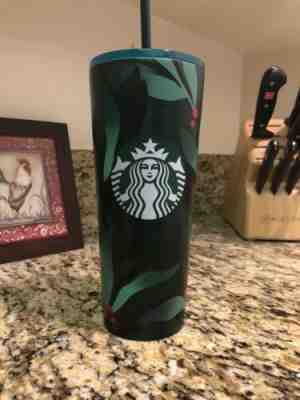 NEW Winter Holiday Starbucks 2019 Venti Green Holly Cold Cup Tumbler 24oz Rare! - Sold on eBay Nov, 16th 2019 for $35.00