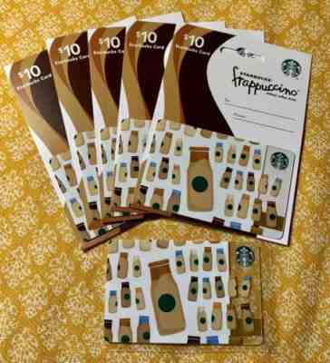 Starbucks card FRAPPUCCINO BOTTLES (6086) 2013 RARE HTF Lot of 6 w/ 5 Sleeves - Sold on eBay Nov, 16th 2019 for $45.00