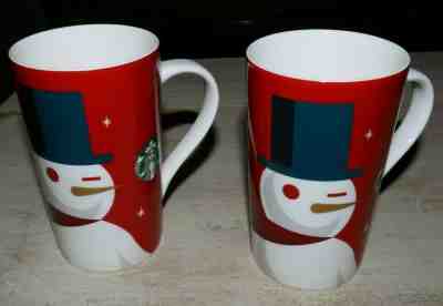 (2) 2012 Starbucks Coffee Winking Snowman Holiday Christmas Mugs Large 16 oz EXC - Sold on eBay Nov, 16th 2019 for $20.99
