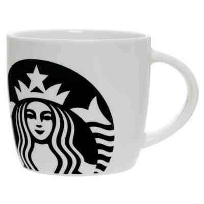 Starbucks 14oz Ceramic Coffee Tea Mug Cup White w/ Black Siren  - Sold on eBay Nov, 16th 2019 for $17.99