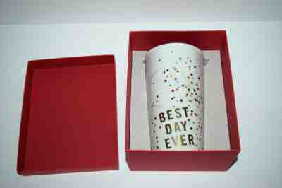 Starbucks 2015 BEST DAY EVER Ceramic 10 ounce Confetti Travel Mug NEW in BOX - Sold on eBay Nov, 16th 2019 for $35.00