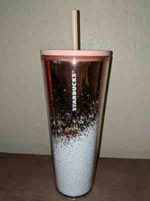 Starbucks Holiday 2019 Cascading Snow Glitter Rose Gold Tumbler  - Sold on eBay Nov, 16th 2019 for $35.00