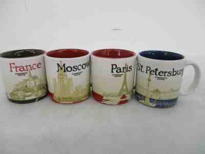 4x Lot Starbucks Icon City Mugs 3 fl oz St Petersburg Paris Moscow France Russia - Sold on eBay Nov, 16th 2019 for $51.01
