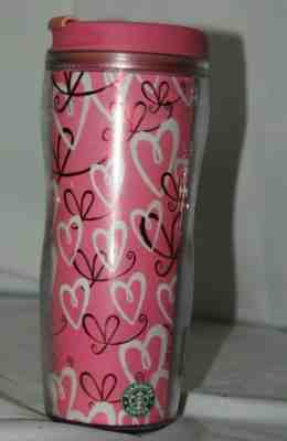 Starbucks 2006 Insulated Coffee Travel Mug Tumbler Pink with Red & White Hearts - Sold on eBay Nov, 16th 2019 for $19.99