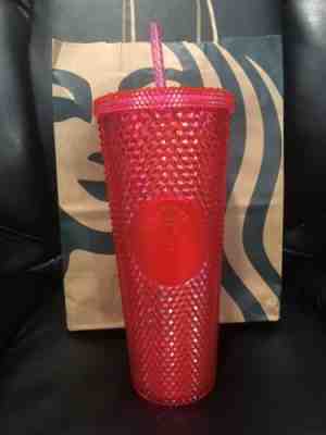 NEW STARBUCKS 2019 Neon Pink Studded Cold Cup Tumbler Christmas HOLIDAY - Sold on eBay Nov, 16th 2019 for $21.00