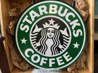 Starbucks Coffee 24” in Authentic Metal Store Lighted Sign Siren Older Logo - Sold on eBay Nov, 16th 2019 for $350.99