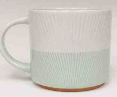 Starbucks 2014 Mint Green White Color Block  Etched Rayed Textured Coffee Mug - Sold on eBay Nov, 16th 2019 for $19.95