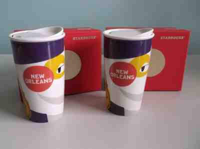 Starbucks 2015 New Orleans DOT Traveler Ceramic Traveler Cup Tumbler PAIR NIB - Sold on eBay Nov, 16th 2019 for $24.50