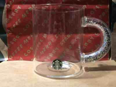 Rare Starbucks 2019 Christmas Glass Glitter Handle 12 Ounce Mug - Sold on eBay Nov, 16th 2019 for $17.70