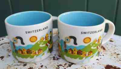(2) 2018 Starbucks YAH You Are Here SWITZERLAND Swiss 14 Oz. MUGS Set Pair   - Sold on eBay Nov, 16th 2019 for $19.95