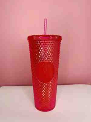 NEW STARBUCKS 2019 Neon Pink Studded Cold Cup Tumbler WINTER HOLIDAY 24 oz - Sold on eBay Nov, 16th 2019 for $30.00