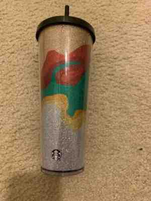 New Starbucks 2018 Holiday Cold Cup Tumbler 24 Oz Flow Glitter Sparkle Marbled - Sold on eBay Nov, 16th 2019 for $28.50