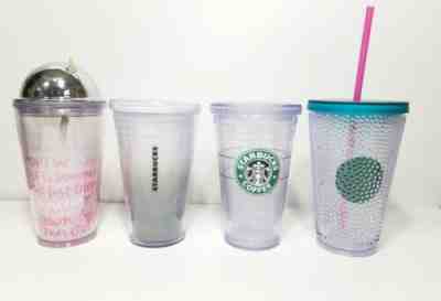 Lot Of 4 Starbucks Grande 16oz BPA Free Tea Coffee Mug Travel Tumblers  - Sold on eBay Nov, 16th 2019 for $29.88