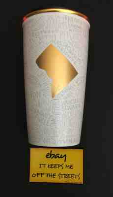 ??New Starbucks 2017 Washington DC Gold Rim Ceramic Traveler Tumbler Mug?? - Sold on eBay Nov, 16th 2019 for $29.94