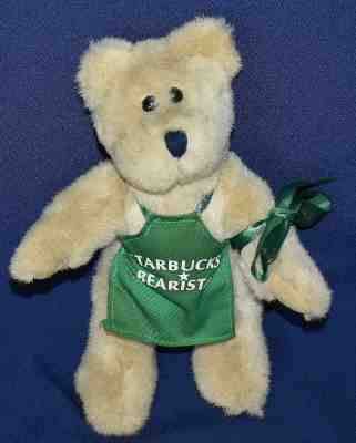 HTF Starbucks 1997 Plush #1 First Green Apron Jointed Bearista Bear w/Ribbon - Sold on eBay Nov, 16th 2019 for $35.00
