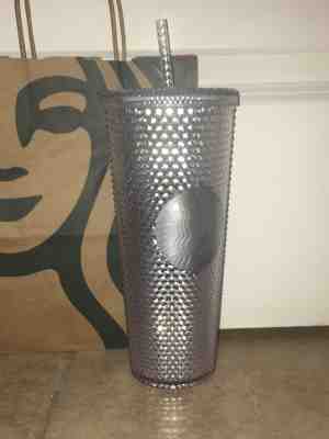 STARBUCKS 2019 Winter Holiday Platinum/Silver Bling Studded Cold Cup Tumbler - Sold on eBay Nov, 15th 2019 for $16.50