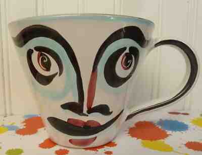 STARBUCKS COFFEE CO SBERNA DERUTA ITALY HANDPAINTED ABSTRACT FACE MUG 12 OZ - Sold on eBay Nov, 15th 2019 for $17.99