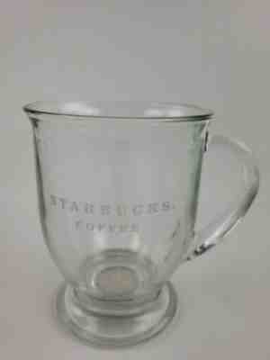 Starbucks Clear Glass  Etched Coffee Cup Mug Anchor Hocking Pedestal 16 oz - Sold on eBay Nov, 15th 2019 for $21.25