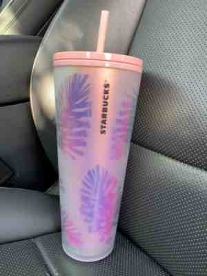 Starbucks 2019 Holiday Holographic Iridescent Palm Leaf 24 Oz Tumbler Pink Blush - Sold on eBay Nov, 15th 2019 for $48.99