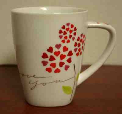 Starbucks Coffee Tea 2007 I Love You 12 oz Cup Mug -w/ Heart Flowers Valentines - Sold on eBay Nov, 15th 2019 for $19.99