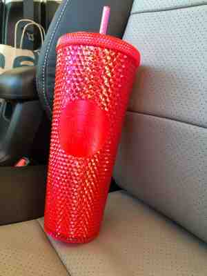 Starbucks Hot Neon Pink Studded Cold Cup Tumbler Winter Holiday 2019 24 oz  - Sold on eBay Nov, 15th 2019 for $19.99
