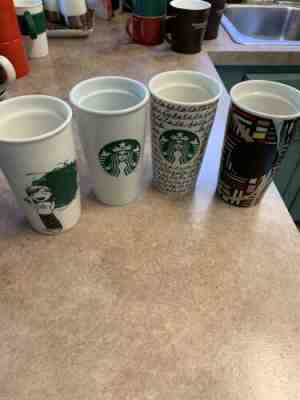 Lot of 4 Starbucks 12 OZ - 16 Oz Cup Tumbler Ceramic  Mermaid Green Dot NO LIDS - Sold on eBay Nov, 15th 2019 for $19.99