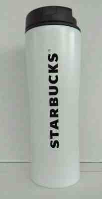 Starbucks 16 Oz white stainless vacuum coffee or tea tumbler with black lid  - Sold on eBay Nov, 15th 2019 for $24.99