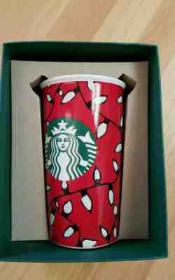 New Starbucks Red Christmas Ceramic Tumbler Christmas 12oz Double Wall - Sold on eBay Nov, 19th 2019 for $21.99