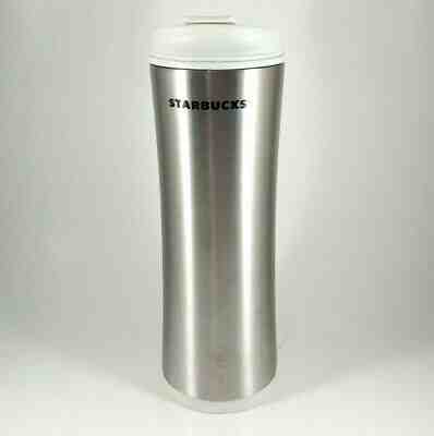 Starbucks 2009 Stainless Steel White Travel Mug Coffee Cup Tumbler 16 oz - Sold on eBay Nov, 19th 2019 for $19.99