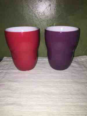 STARBUCKS No handle Red & Purple Coffee Or Tea Mug/Cup by Alda 2008 8oz- (2) - Sold on eBay Nov, 19th 2019 for $26.99