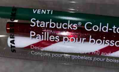 Starbucks Candy Cane Red Glitter Venti Cold-to-go Straws @2011 Limited Edition - Sold on eBay Nov, 19th 2019 for $20.00