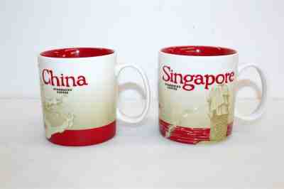 2x Starbucks Coffee Co. Global Icon Series 16fl oz Mugs Singapore & China - Sold on eBay Nov, 19th 2019 for $16.50