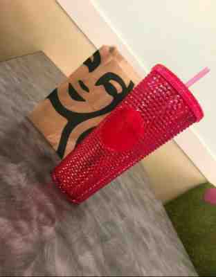 STARBUCKS Neon Pink Studded Cold Cup Tumbler WINTER HOLIDAY 2019 24 oz - Sold on eBay Nov, 19th 2019 for $59.99