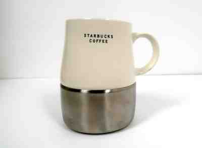 Starbucks Coffee Mug Cup Non-Skid Metal Bottom & White Ceramic Top 2004 14oz - Sold on eBay Nov, 19th 2019 for $16.99