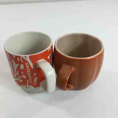 Lot 2- Starbucks Coffee Mug 2006 Orange Halloween Pumpkin + 2012 Floral Tea Cup  - Sold on eBay Nov, 19th 2019 for $29.94