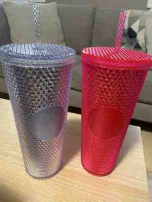 NEW ~ STARBUCKS ~ PINK & SILVER STUDDED TUMBLERS ~ 2019 HOLIDAY ~ 24 OZ ~ - Sold on eBay Nov, 19th 2019 for $37.88