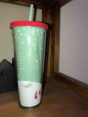 Starbucks 2018 Holiday Glistening 24oz Tumbler Cool Mint Glitter Trees Elves NEW - Sold on eBay Nov, 18th 2019 for $37.40