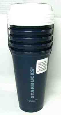 5 Pack Starbucks Reusable To Go Travel Cups Navy Blue Tumblers 16 oz With Lids - Sold on eBay Nov, 18th 2019 for $17.96