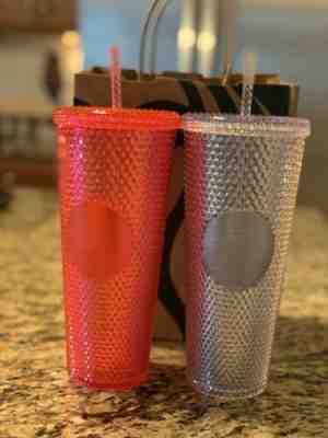 Starbucks Studded 24oz Tumbler Platinum + Hot Pink 2019 Christmas set NWT  - Sold on eBay Nov, 18th 2019 for $31.00